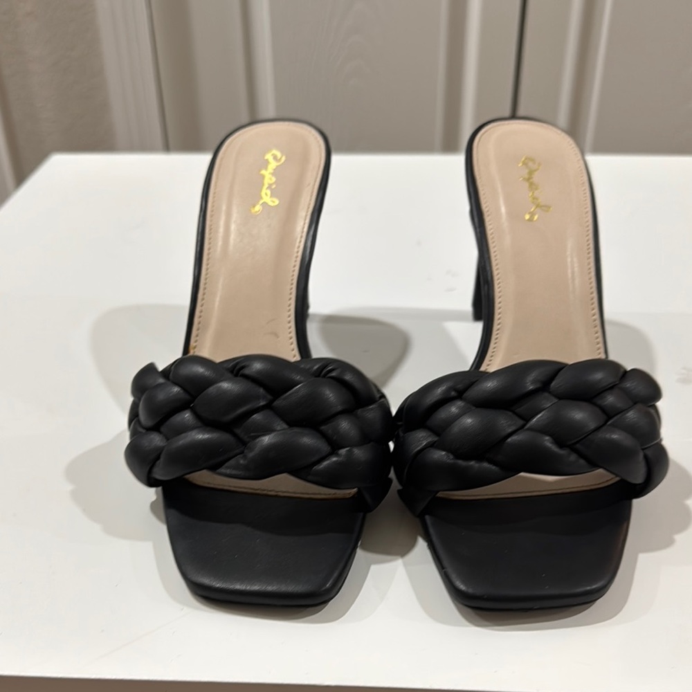 Chic Black Braided Heels